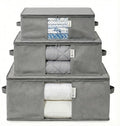 Cedar Storage Bag Organizer for Bedding Set - Protects from Moths, Moisture, Dirt & Dust - Set of 3 Storage Bags for Bed Sheets, Comforter, Pillows & More - Space-Saving Bedding Organizer, Gray