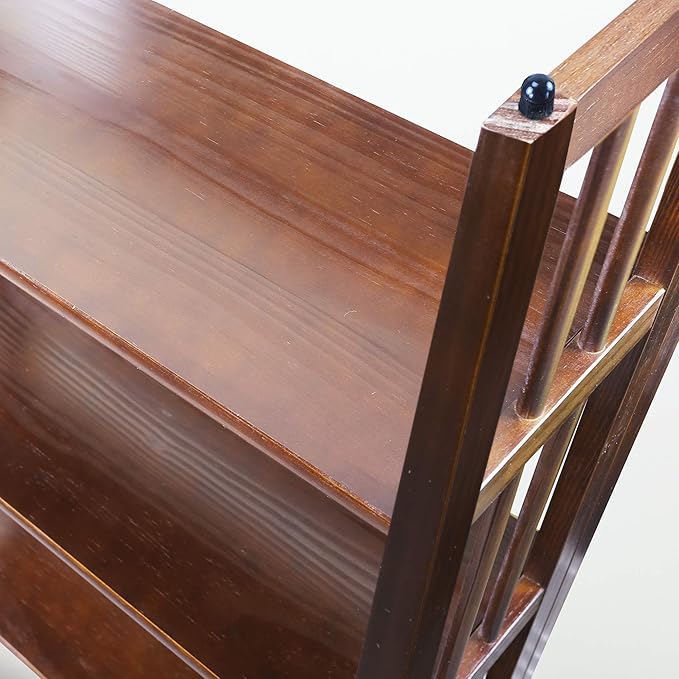 Casual Home 3-Shelf Folding Stackable Bookcase (27.5" Wide)-Walnut