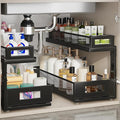 Corbyles 2 Pack 18.5IN-Depth Under Sink Organizer With Next-Gen Ball-Bearing Slides,2-Tier Pull Out Cabinet Storage,Height Adjustable Drawer Shelf for Bathroom,Kitchen,Laundry,Cabinet,Pantry-Black
