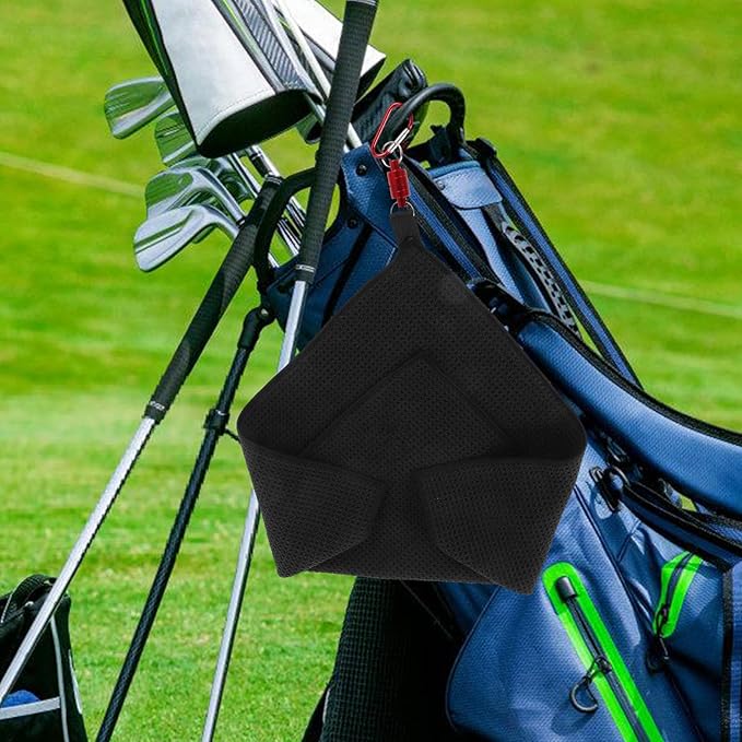 Waffle Microfiber Golf Towel with Magnetic Clip Breathable Cleaning Cloth for Golf Balls Black Sports Towel for Men and Women