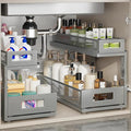 Corbyles 2 Pack 18.5IN-Depth Under Sink Organizer With Next-Gen Ball-Bearing Slides,2-Tier Pull Out Cabinet Storage,Height Adjustable Drawer Shelf for Bathroom,Kitchen,Laundry,Cabinet,Pantry-Gun Gray