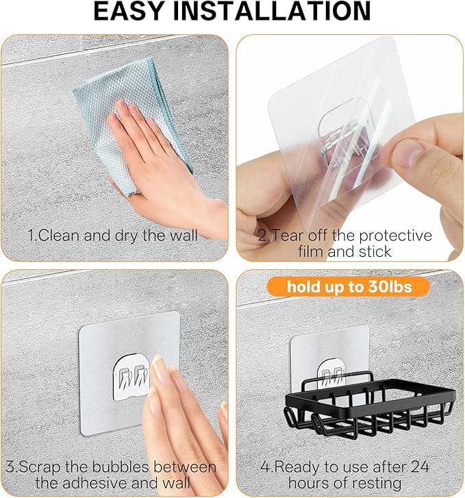 Vekniqo Adhesive Replacement Compatible with Eudele-3 Hooks,No Drilling, Strong Adhesive for Shower Caddy Big,9 Packs