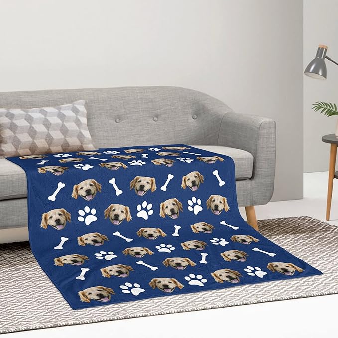 Custom Dog Memorial Blanket with Photo, Personalized Pet Photo Blanket for Her, Pet Loss Gifts, Customized Puppy Picture Memory Gift