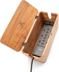 Large Cable Management Box - Acacia Wood - Cable Organizer Box and Power Strip Box for Electrical Cord Management - Hide Desk Cord and Floor Cables - Wire Storage and Organization for Cords
