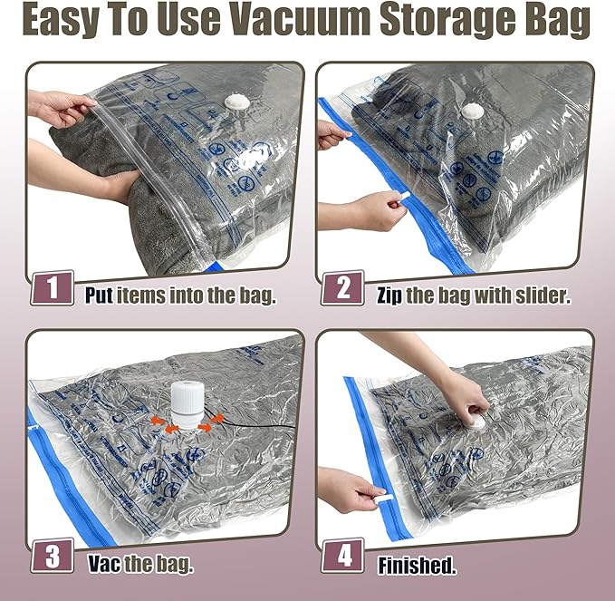HIBAG Jumbo Vacuum Seal Bags for Clothing with Electric Pump, Vacuum Storage Bags for Clothes, Pillows, Blanket Bedding Comforters, 10 pack