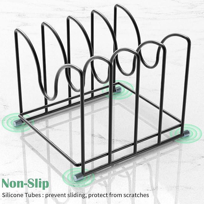Pot Lid Organizer Rack,1.6in Wide Cutting Board Organizer for Pan Lids,Baking Sheets,Cookie Sheets, with 4 Slots,Cutting Board Holder Rack(1PC-Large)