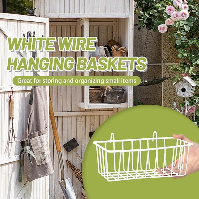 3PCS Wire Baskets,Metal Wire Storage Basket,Wall Hanging Bin and Display Basket for Kitchen,Cabinet,Pantry,Bathroom,Home Decor Supplies,Potted Plants,White
