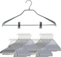 Mawa by Reston Lloyd BodyForm Series Non-Slip Steel Clothes Hanger with Shoulder Support & 2 Strong Clips for Pants or Skirts, Style 42/LK, Pack of 50