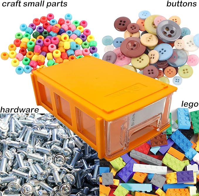 Stackable Storage Drawers Set of 20, Plastic Drawers Organizer for Small Parts Screw Craft Organizer, Mini Drawer Organizer with Dividers and Paper Labels(ORANGE)