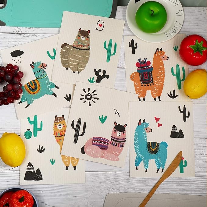 6 Pcs Swedish Kitchen Dish Towels - Absorbent Dish Cloths, Quick Drying, Washable Cleaning Wipes, No Odor Hand Towel (Alpaca)