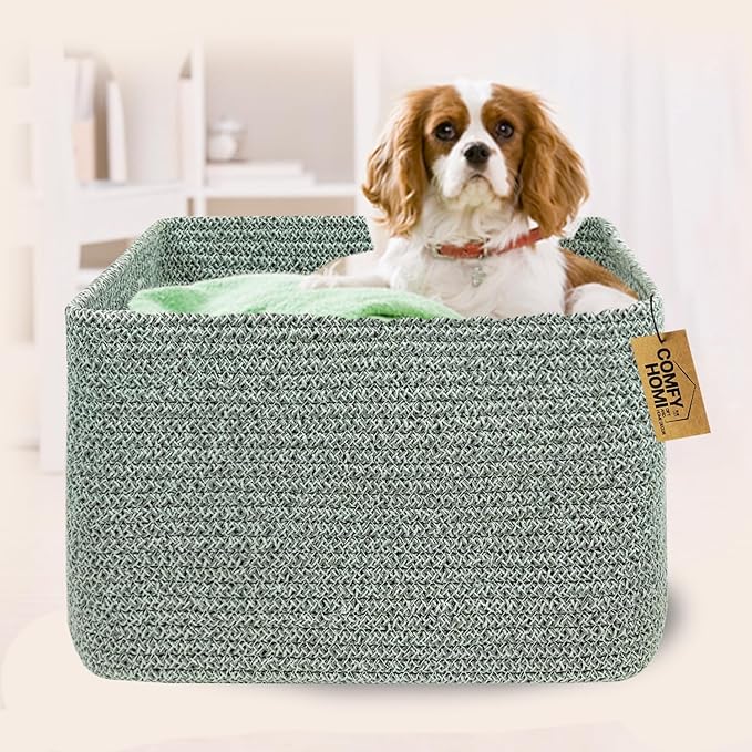 COMFY-HOMI 3Pack Small Woven Cotton Rope Basket for Organizing, Gift Baskets for Handles, Empty Gift Baskets, Medium Rope Basket|13.5" x 11" x 9.5" home decor for Living Room, Bathroom