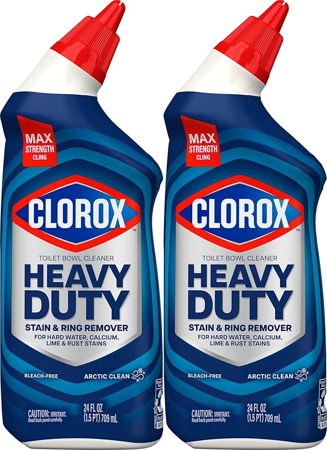 Clorox Toilet Bowl Cleaner Heavy Duty Stain and Ring Remover, Arctic Clean, 24 Fl Oz., Pack of 2