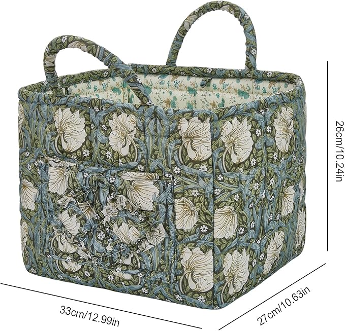 Boho Fabric Storage Basket, Large Capacity Laundry Basket, 12.2'' x 10.23'' x 10.23'' Collapsible Laundry Hamper with Easy Carry Handles (D Multi-Color 18, L)