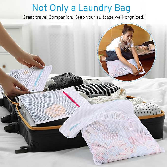 3 Pack 3 Size Durable Honeycomb Mesh Laundry Bags Set for Delicates with AUTO-Lock Zipper, Lingerie Bags for Washing Delicates, Laundry Bags Mesh Wash Bags, Delicates Laundry Bag