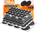 Felt Furniture Pads 114 PCS, 7 Sizes, Felt Pads for Chair Legs, Suitable for Round and Square Chair Legs, to Prevent Scratches, Reduce Noise and Protect The Floor (Black)