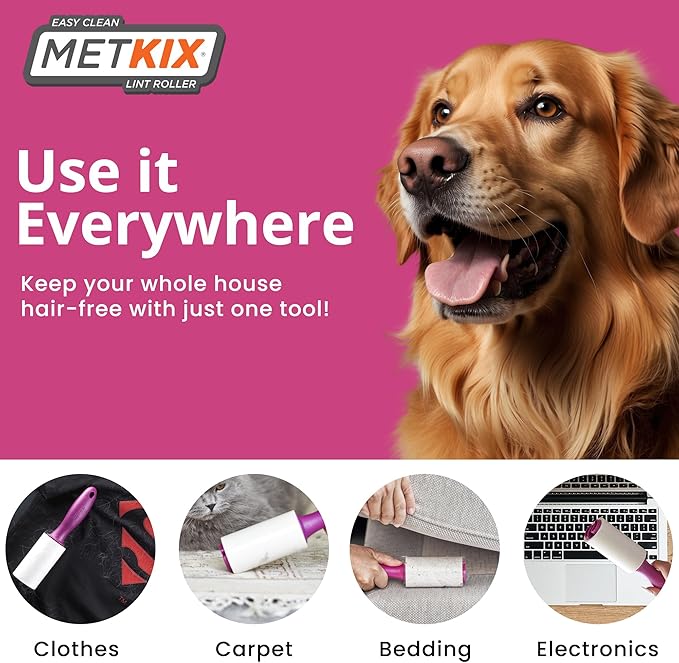 Metkix Lint Rollers for Pet Hair Extra Sticky, Special Cover Design, Pet Hair Remover, 400 Sheets