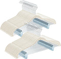 HOUSE DAY Velvet Hangers with Adjustable Clips 30 Pack, Non-Slip Suit Organizer with 360° Hook - Heavy Duty Hanger for Pants, Skirts, Blouses, Dresses - Outfit Hangers All-Season Space Saver (Ivory)