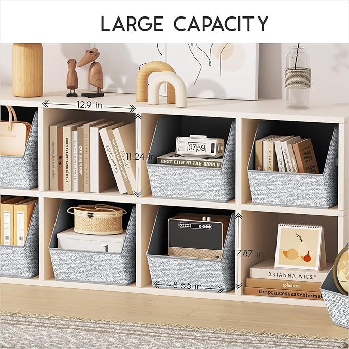 Large Closet Storage Cubes - Closet Storage Bins with Dual Handles for Clothes, Towels, Toys, Shelf Organizer Bins for Bedroom, Nursery, Shelves, Small Spaces, Ant Light Gray, 4 Pack