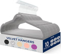 SereneLife 10-Pack Velvet Hangers – Non-Slip Clothes Hangers with Heavy Duty Design, Slim Space-Saving Coat Hangers with 360° Swivel Hook, Strong Lightweight Closet Organizer Set for Clothes (Grey)