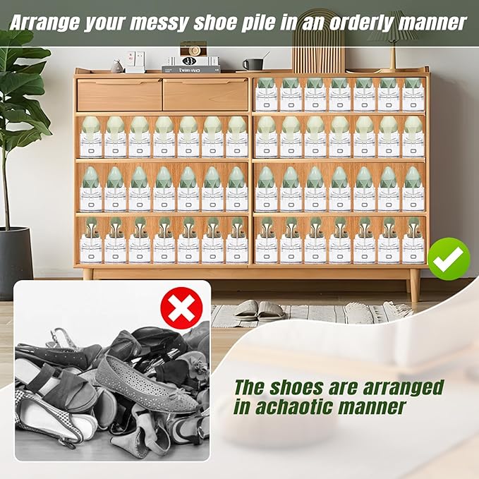 MOOKNAT Clear Shoe Slot Organizer, 16 Pack Adjustable Shoe Slots Organizer for Closet Clear Shoe Stackers Shoe Rack Holder Shoe Space Savers for a Pair of Shoes