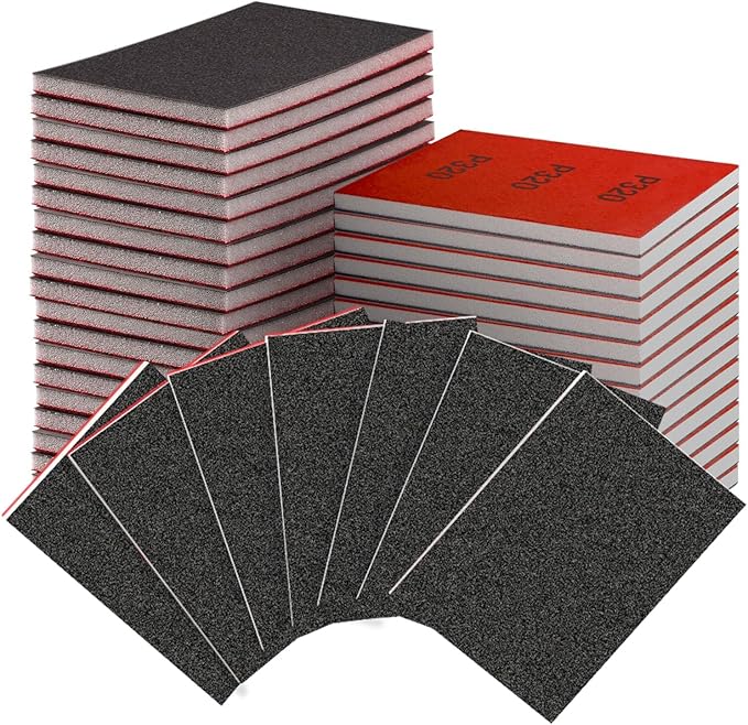 30-Pcs 3x4 Inch 320 Grit Sanding Sponge Set, Sanding Block, Ultra-Fine Wet/Dry Sandpaper for Wood, Metal, Drywall, Furniture Polishing (320Grit)