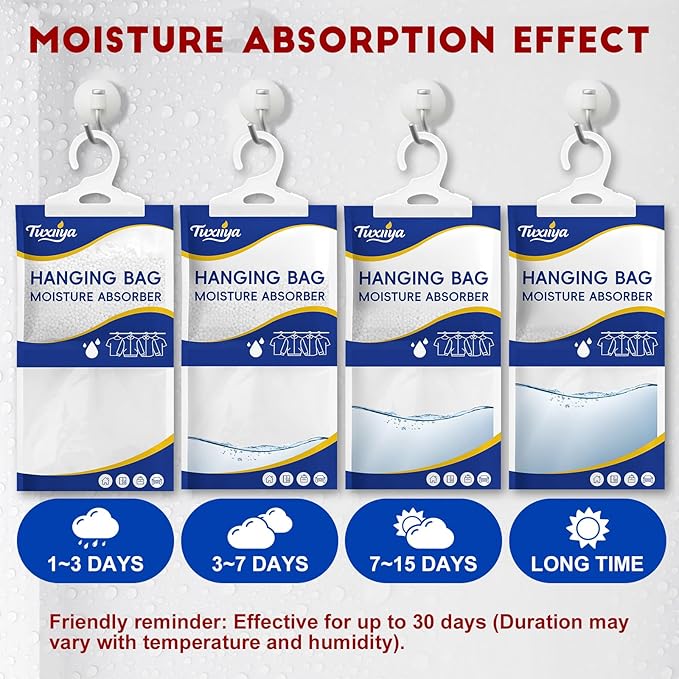 Moisture Absorbers 30 Pack,Hanging Closet Dehumidifier Bags,Moisture Absorbing Bags, Desiccant,Moisture Absorbing Bags for Closet,Wardrobes,Bedrooms, Bathrooms