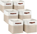 Kntiwiwo Fabric Storage Cubes 10.5”x10.5”x11” Cube Storage Bins for Closet Organizers and Storage Shelves Foldable Storage Bin with Handles, Set of 6, Beige