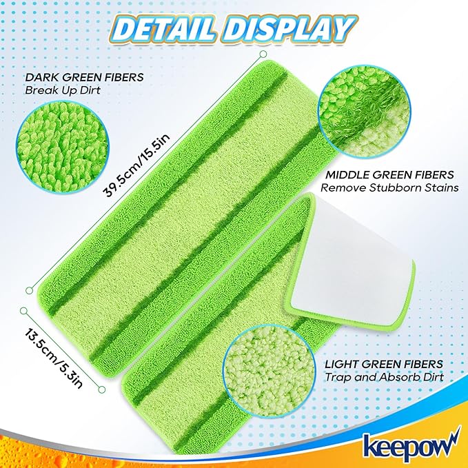 Libman 2 Pack Freedom Spray Mop Pad Refill, 16 in Microfiber Reusable Floor Cleaning Pad for Multi-Layer Floors