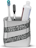 Creative Scents Silver Mosaic Toothbrush And Toothpaste Holder For Bathroom - Decorative Bathroom Toothbrush Holder, Family Toothbrush Cup With One Large Opening To Hold Multiple Toothbrushes At Once