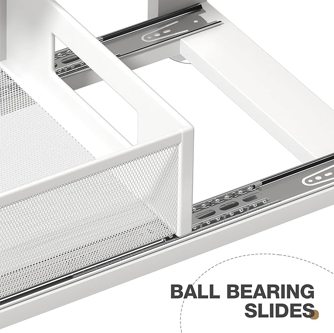 Corbyles 2 Pack Under Sink Organizer with Next-Gen Ball-Bearing Slides,2-Tier Pull Out Cabinet Storage,Height Adjustable Drawer Shelf for Bathroom,Kitchen,Laundry,Cabinet,Pantry(Patent Pending)