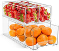 Sorbus Fridge Drawers - Clear Stackable Pull Out Refrigerator Organizer Bins - Food Storage Containers for Kitchen, Freezer, Vanity & Fridge (3 Pack | 1 Large, 2 Small Stackable Drawer Bins)