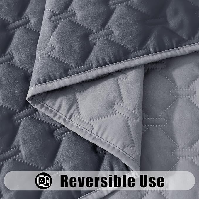 Smiry Waterproof Dog Bed Cover Blanket, Soft Reversible Pet Blanket, Washable Leakproof Cats Dogs Couch Cover for Sofa, Couch, Furniture, Plaid (30x53 Inch, Grey/Dark Grey)