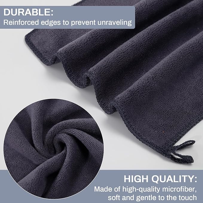Microfiber Makeup Remover Cloth Face Towels Makeup Pads Soft Fingertip Face Wash Cloth Reusable Machine Washable High‑Absorbency Quick‑Dry Cleansing Facial Towels 12 × 12 in 6 Pack——Black Gray
