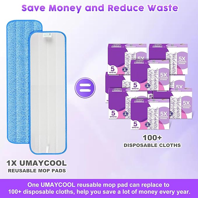 6 Pack Reusable Mop Pads for Swiffer PowerMop, Super Absorption, Multi-Surface Hardwood Floor Cleaning, Machine Washable Up to 100 Times, Durable, Suitable for All Finished Floors