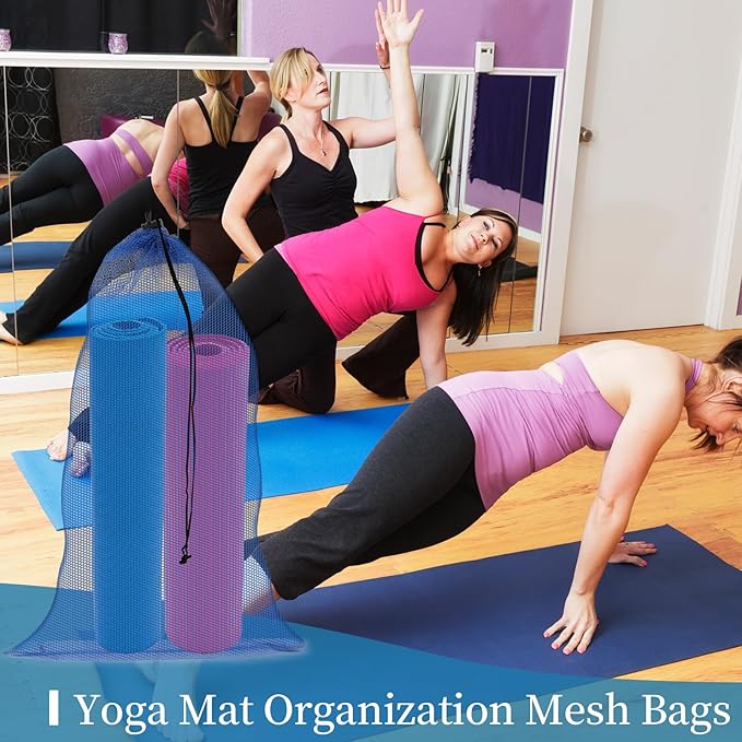 6PCS Blue Mesh Bag Drawstring, 23 x 47 Inch Net Bag with Lock, Multipurpose Storage Bags for Gym, Laundry, Balls, Beach and Toys