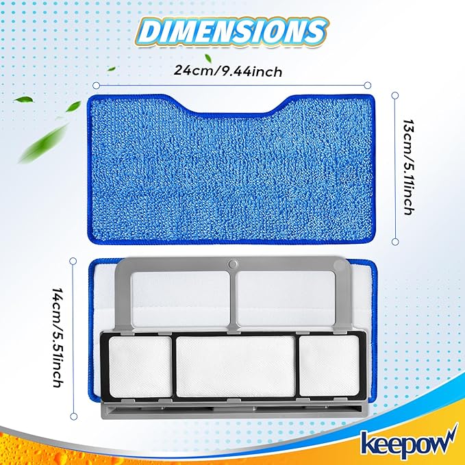 KEEPOW Reusable Mop Pads Refills Compatible with Shark VACMOP VM252 VM200 VM401 VM180 VM252GN VC205 VM250 Cordless Hard Floor Vacuum Mop, VMP30 Compatible with VACMOP Replacement Pads, 4+2+1 Pack