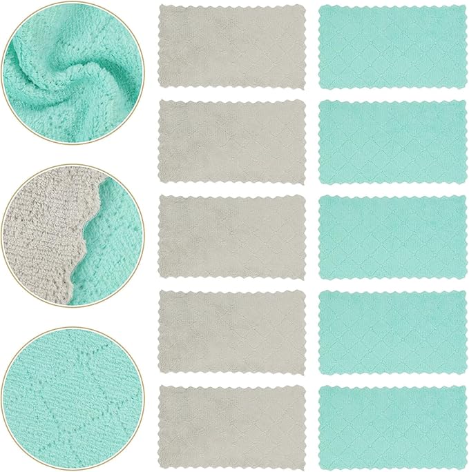 TOYANDONA 10pcs Kitchen Dish Cleaning Cloths Double-Sided Thickened Microfiber Towels 16x27cm Colorful Absorbent Dishwashing Rags for Countertop and Household Use