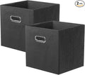 ShellKingdom Storage Bins, Foldable Fabric Storage Cubes And Cloth Storage Organizer Drawer with Metal Handle For Closet And Toys Storage, 11 X 10.5 X 10.5 INCH, 2 Pack (Black)