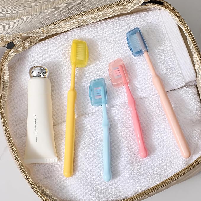 Muslish 20 Pack Toothbrush Covers, Portable Toothbrush Head Cover Caps, Toothbrush Case Protector for Home and Travel, Fits Most Manual and Electric Toothbrushes (Yellow)