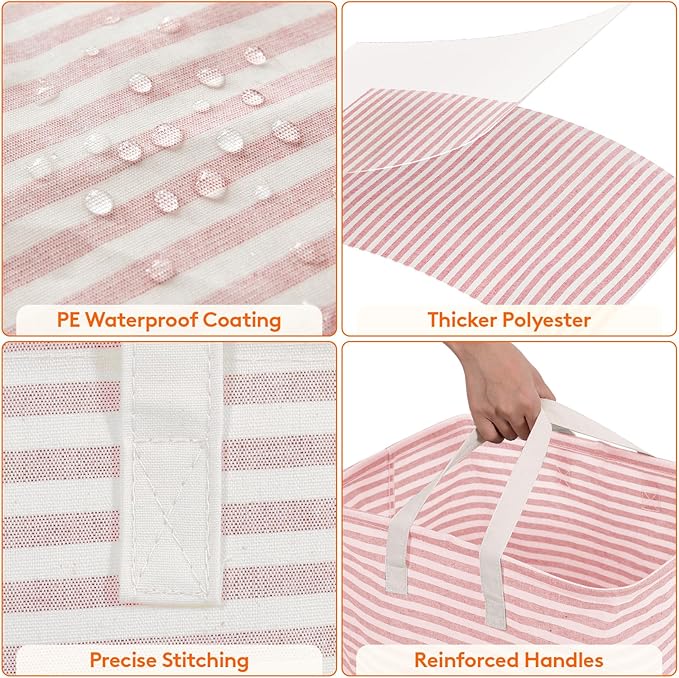 Lifewit 2 Pack Laundry Hamper Large Collapsible Laundry Baskets, Freestanding Waterproof Clothes Hamper with Easy Carry Handles in Laundry Room Bedroom Bathroom College Dorm, Pink, 2 x 80L