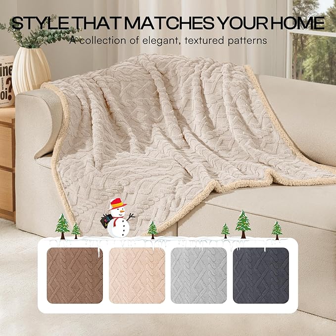 Luciphia Waterproof Pet Blanket, Liquid Pee Proof Dog Blankets for Sofa Bed Couch, Reversible Sherpa Fleece Furniture Protector Cover for Small Medium Large Dogs Cats,Beige-Thicken Medium（57" x 40"）