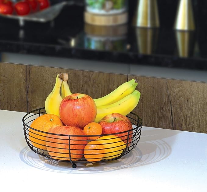 CAXXA Countertop Fruit Bowl, Wire Basket for Fruits, Breads, Vegetables,Snacks, Black