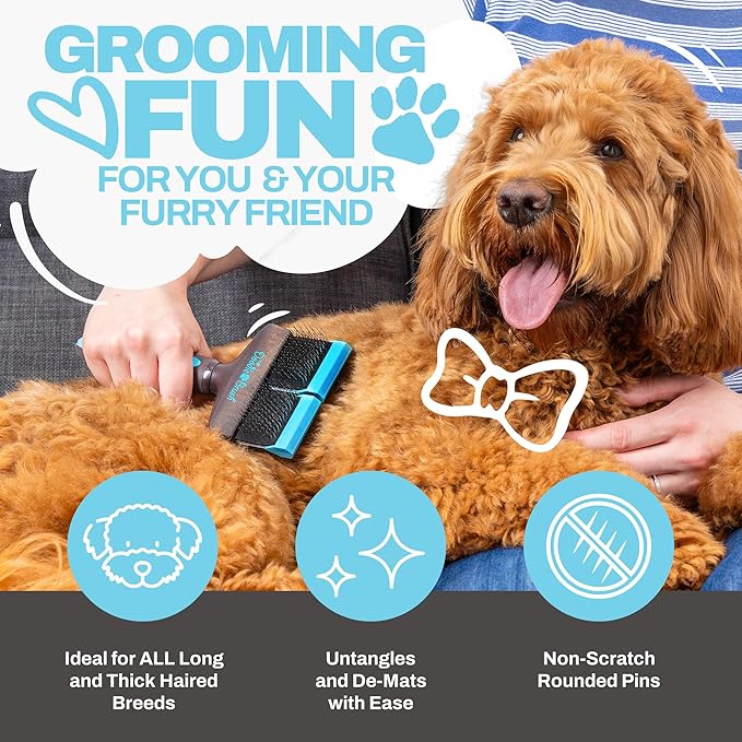 Slicker Brush for Dogs, Dual Head Dog Hair Brushes, Flexible Head Slicker for Dogs, Poodle, Labradoodle, Sheepadoodle, Tangle-Free Grooming, Healthy & Shiny Coat Pet Brushes