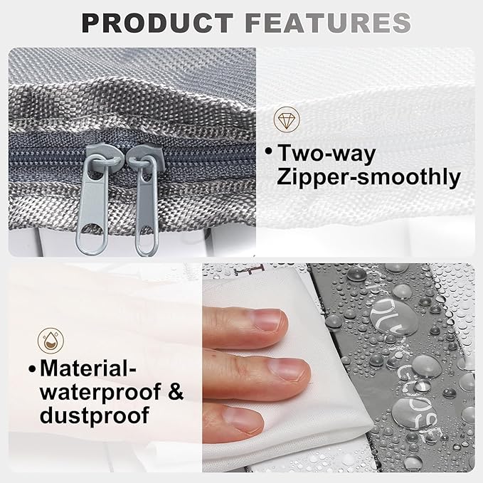 PATIKIL 23.6x9.4x11.8in Clear Storage Bags, Plastic Storage Bags Clear Large Zippered Organizers Foldable Closet Bed Sheet Organizer Cube with Zipper Handles for Book Clothes Yarn,XL, Gray