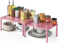 Simple Houseware Expandable Stackable Kitchen Counter Shelf Organizer, Pink, Metal Top, 11.25 in L x 7.9 in W x 5.4 in H