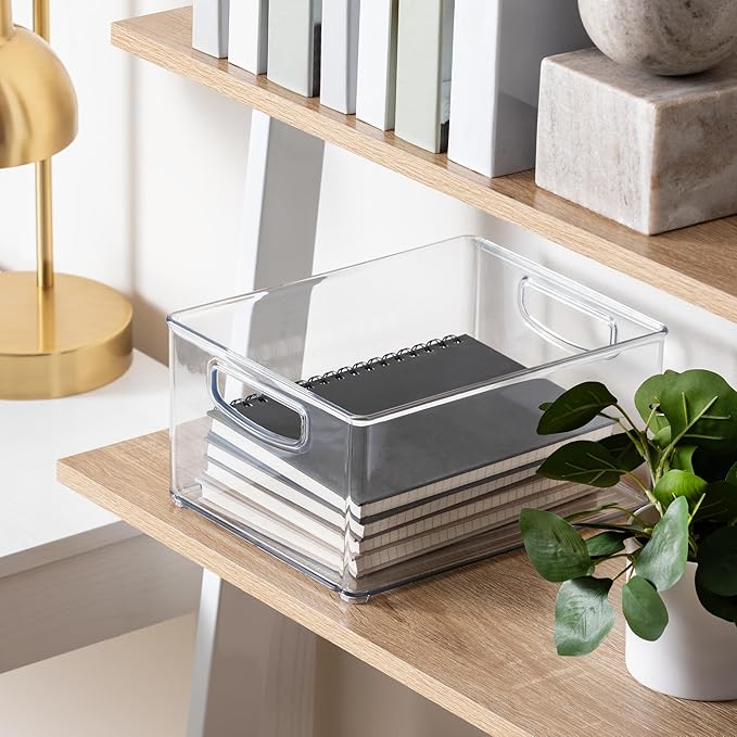 iDesign Stackable Storage Bin - Organize Pantry, Fridge, or Freezer, Set of 4, Clear, Made in USA