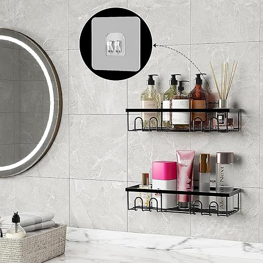 Shower Caddy Adhesive Replacement, Multipurpose Shelf Organizer Hook, Removable Mounting Squares Clear Sticky Pad Tape for Wall (20Pack)