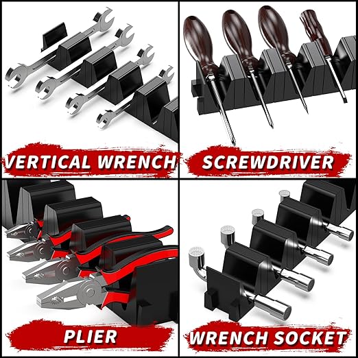 8Pcs Wrench Organizer Rack, Modular Toolbox Drawer Organizer for Ratchets & Sockets | No Assembly Needed, Interlocking Design Holds Combination Wrenches, Pliers, Files | Secure Tool Storage Solution