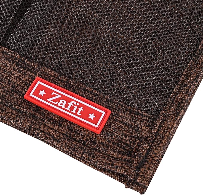 Zafit Linen 4 Pockets Bedside Caddy, Bedside Storage Organizer for Magazine, Remotes, Phone (Coffee, Classic 4 Pockets)
