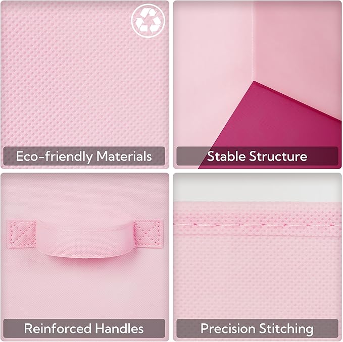 GRANNY SAYS Cube Cute Storage Bins, 11 Inch Storage Cube Organizer, Collapsible Fabric Storage Cubes with Handle, Decorative Cube Storage Organizer for Shelves, Closet, Pink, 6-Pack